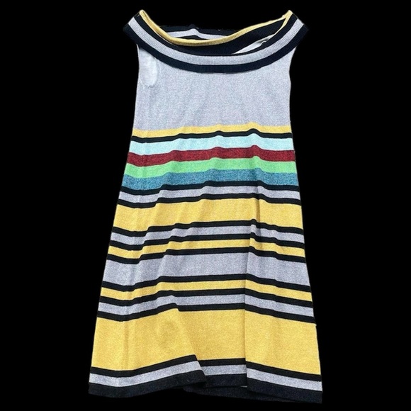 L.A.M.B. Dress Vintage Striped Glitter Tinsel Lamb Wool Dress XL Y2K - Picture 3 of 14